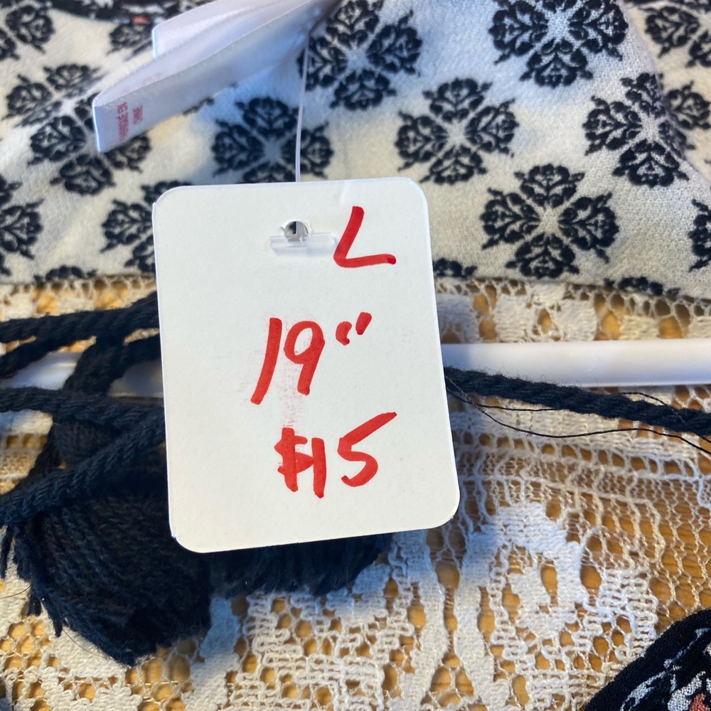 Xhilaration Navy and Ivory Lace-Yoke Tie-Front Blouse - Picture 6 of 6